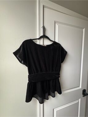Ellison Black Velvet Peplum Blouse